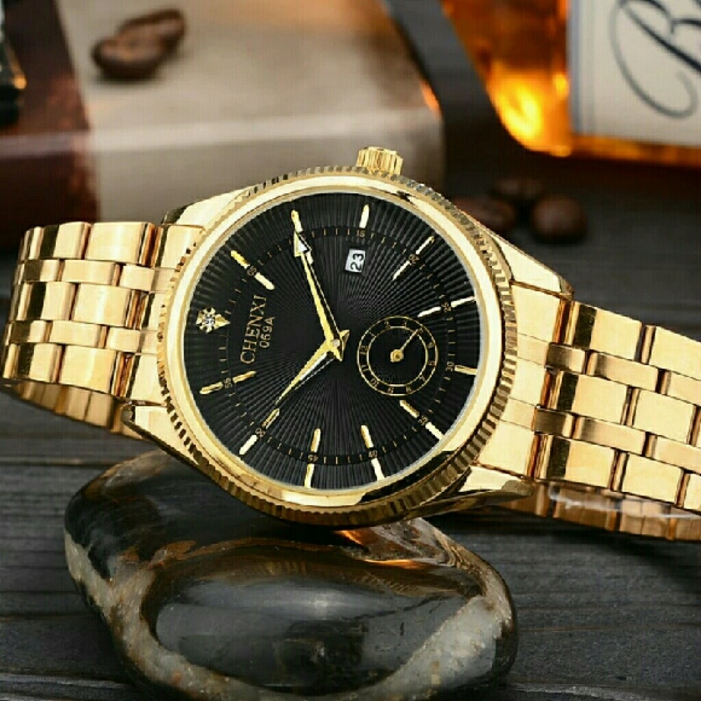 Mens Watches Top Brand Luxury CHENXI Golden Watch
